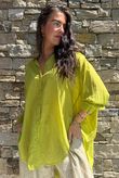 Shayle Indian Cotton Boyfriend Beach Shirt Olive
